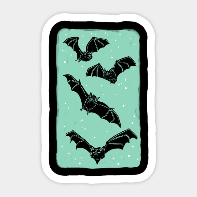 Night bats in Mint Sticker by HeyRockee